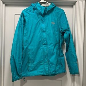 The North Face Rain Jacked, used condition, Aqua color, size Large